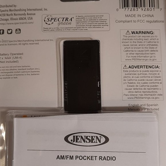 Jensen Am Fm Pocket Radio MR80 Earphone Jack Belt Clip Built in Speaker - Picture 2 of 2